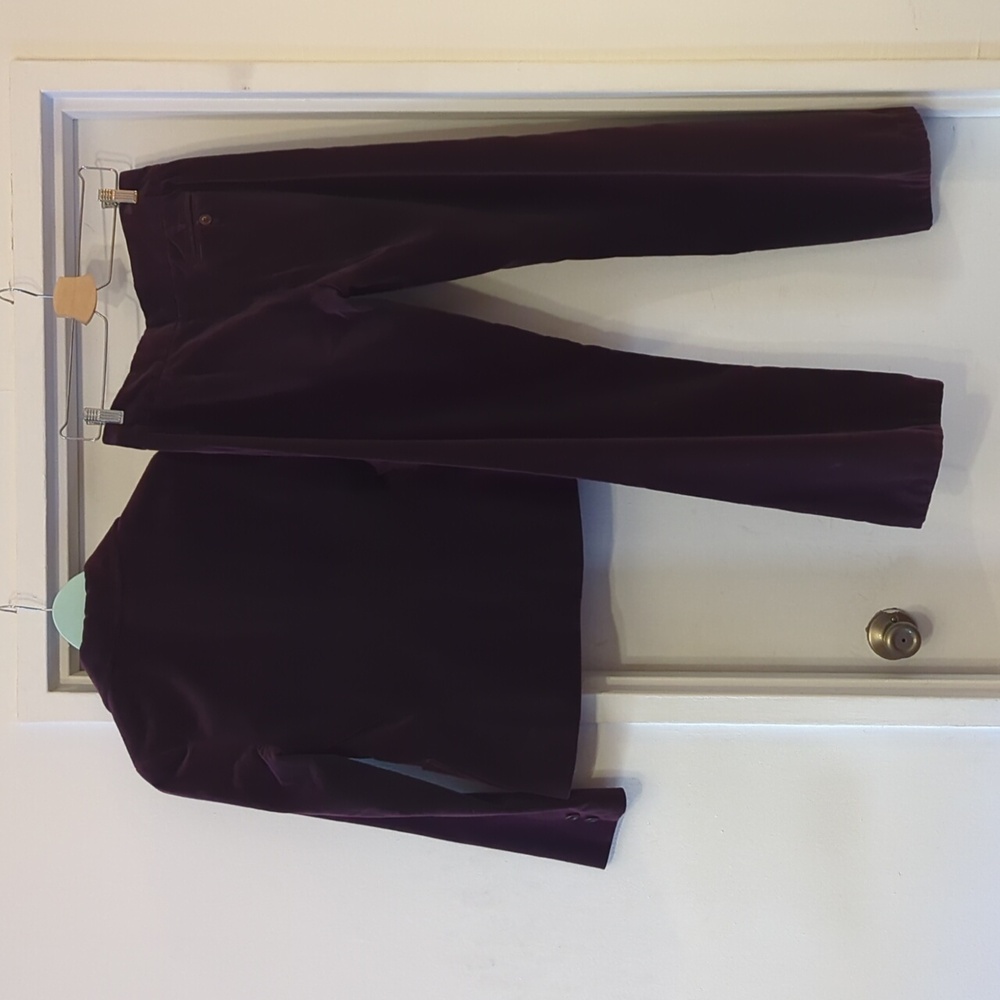 BCBGMaxAzria Purple Velvet Full Suit XS 4 - Picture 8 of 8